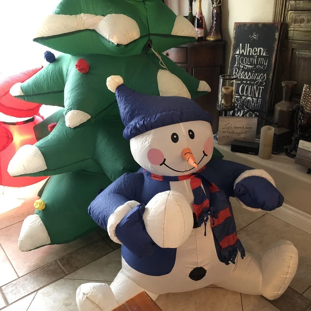 VTG GEMMY 2005‎ 8' Tall Snowmen With Lighted Christmas Tree Inflatable XL